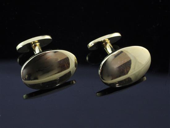 A modern pair of Tiffany & Co 18ct gold oval cufflinks, 14 grams.